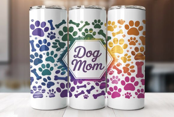 20oz Dog Mom Tumbler Wrap Design Graphics and Tumbler Wraps