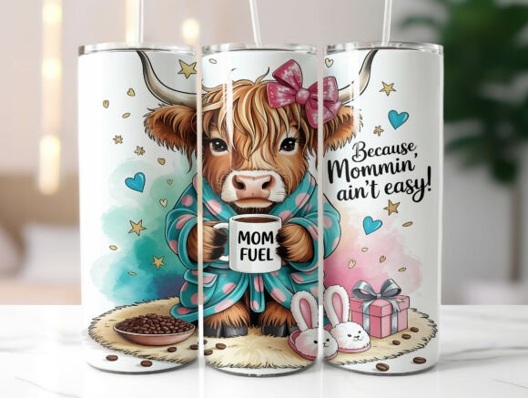 Coffee Lover Highland Cow Mom Tumbler Graphics: A Brand Designer’s Take