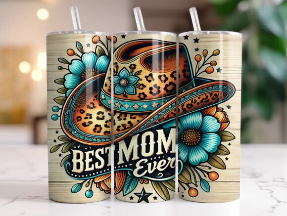 Cowgirl Best Mom Ever Tumbler Wrap Graphic for Digital Sellers
