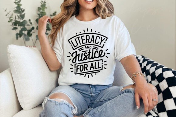 Literacy and Justice for All PNG Quote: A Versatile Graphic Design Asset for T-Shirt Designs