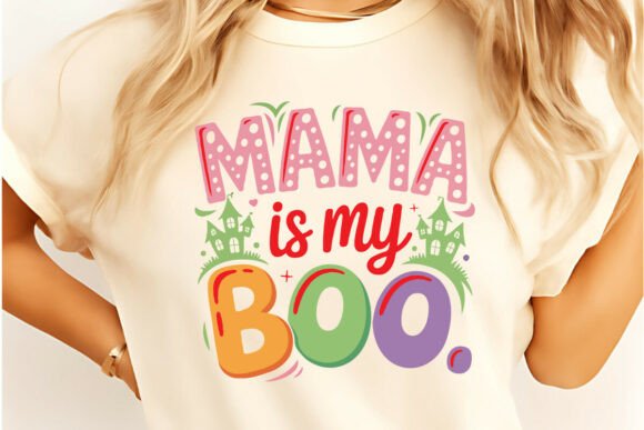 Mama Is My Boo Halloween T-Shirt Design: A Playful Graphic for Local Business Branding