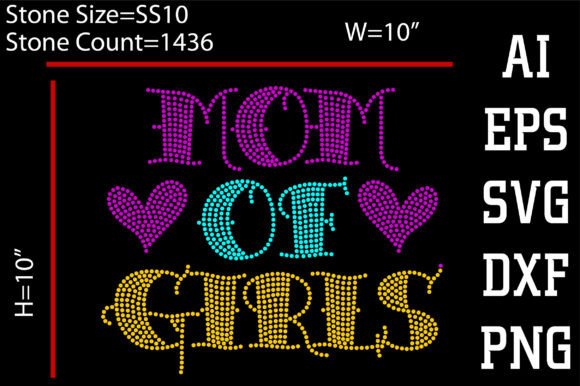 Mom of Girls Rhinestone Design: A Sparkling Graphic for T-Shirt Projects