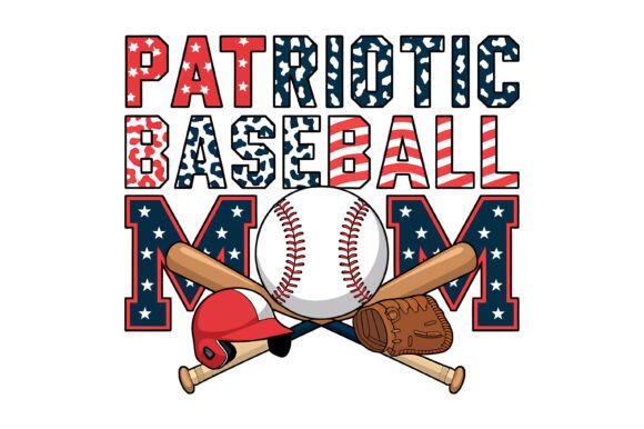 Patriotic Baseball Mom Design: A Versatile Graphic for T-Shirt and Branding Projects