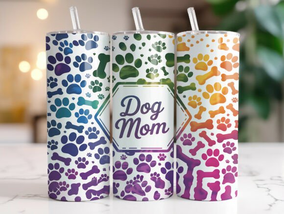 Paw Print Dog Mom Tumbler Wrap Design: A Versatile Graphic for Branding and Marketing