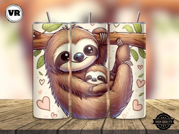 Sloth Mom Bab Tumbler Wrap 20oz PNG Review: A Cuddly Graphic for Merchandise