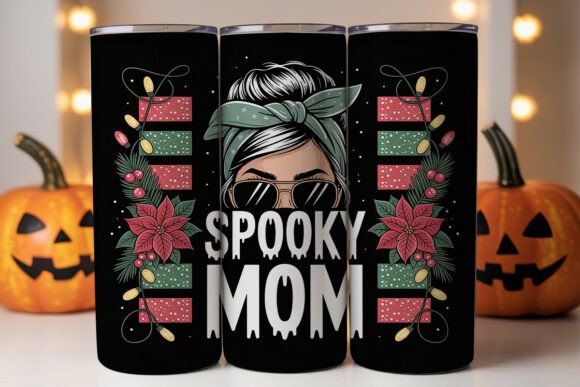 Spooky Mom Christmas Tumbler Wrap for Branding and Marketing