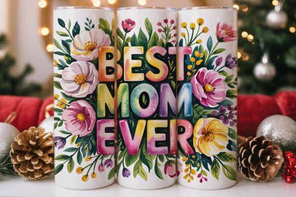 Watercolor Floral Best Mom Ever Tumbler: A Versatile Graphic Design Asset for Branding
